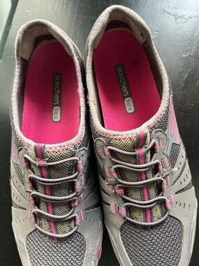 Skechers Flex Women's Sport Bungee Slip-On Sneakers Gray Pink